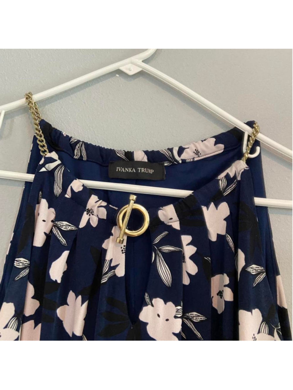 Ivanka Trump navy floral maxi dress with gold buckle detail #formal #floral - Picture 3 of 7